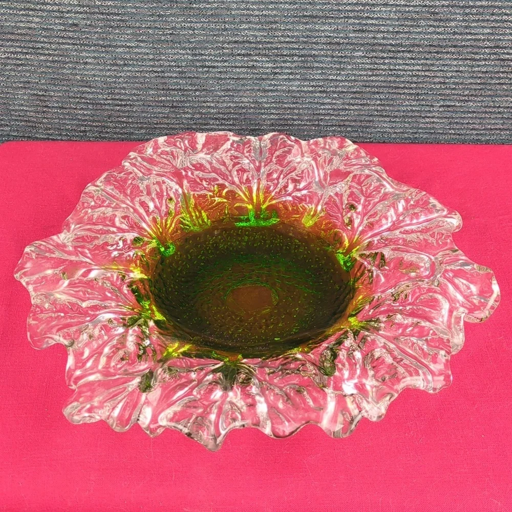 Humppila Finnish Glass Platter Signed, Designer Pertti Santalahti Vintage 1970s - Picture 8 of 12